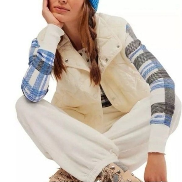 NWT Free People Movement Tees Top Long Sleeve Blue White Size M - Picture 12 of 12